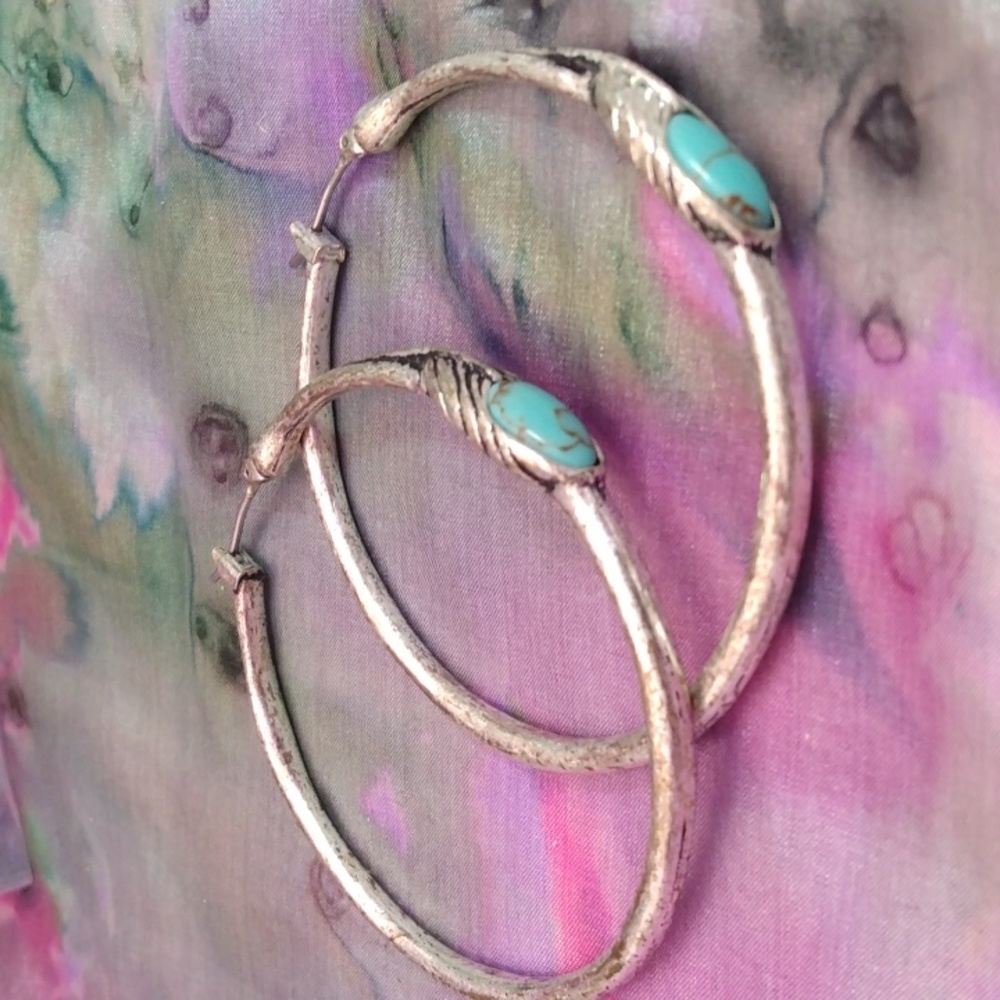 Fun silver tone earrings hoops